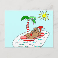 Tropical Christmas Dog Gift Holiday Postcard