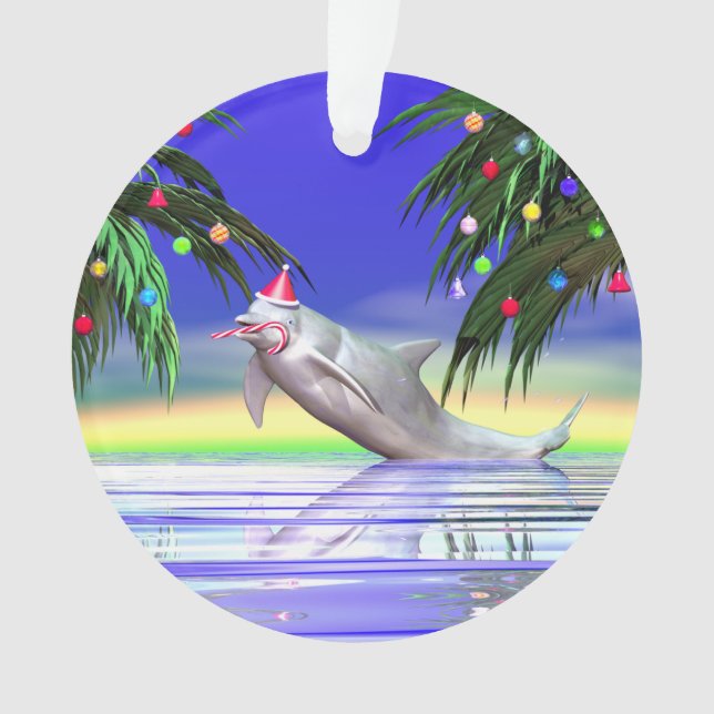 Tropical Christmas Dolphin Ornament (Front)
