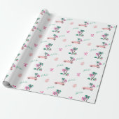 Tropical Christmas Fala Lets Roll Pink Convertible Wrapping Paper (Unrolled)
