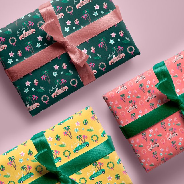 Tropical Christmas Fala Lets Roll Pink Convertible Wrapping Paper Sheets (Tropical Christmas Fala Lets Roll Pink Convertible Wrapping Paper Sheet)