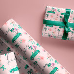Tropical Christmas Fala Lets Roll Teal Convertible Wrapping Paper<br><div class="desc">Celebrate the festive holiday season with our fun tropical, festive and colourful holiday wrapping paper. Our festive tropical design features a fun Christmas pattern that incorporates ribbons, a teal green convertible car carrying palm trees in the back presents, ornaments, and the words fa la la and let's roll. All artwork...</div>