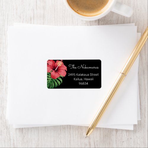 Tropical Christmas Family Flower Leaf Address Label