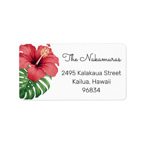 Tropical Christmas Family Flower Leaf Address Label