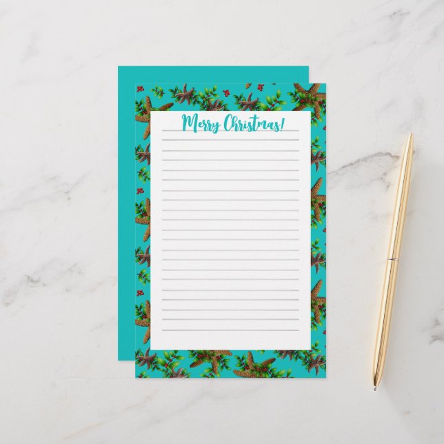Tropical Christmas Family Letter Writing Paper
