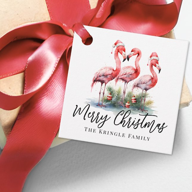 Tropical Christmas Favor Tags (Personalized Tropical Beach Christmas Favor Tags)