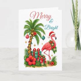 Tropical Christmas Flamingo Greeting Card