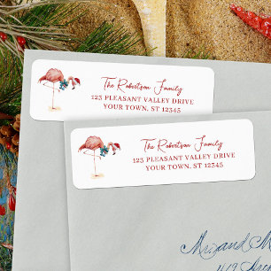 Tropical Christmas Flamingo Return Address Label