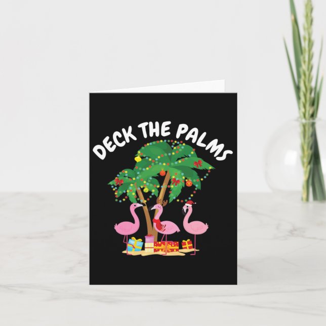 Tropical Christmas Florida Flamingo Deck The Palms Card (Front)