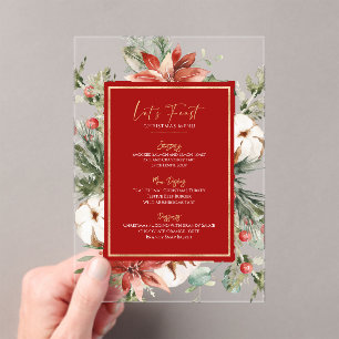 Tropical Christmas Flower Frame Acrylic Invitations