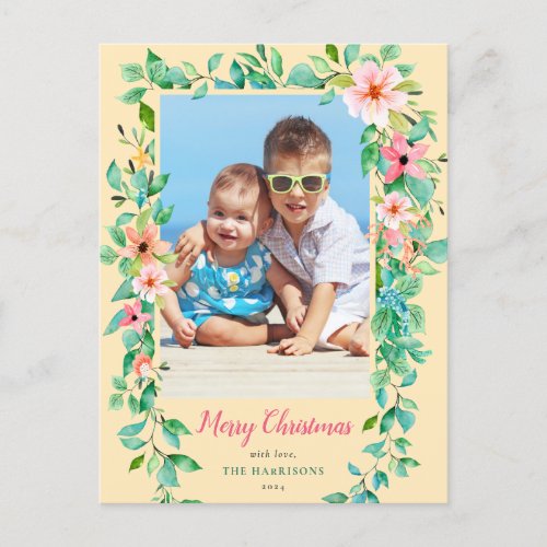 Tropical Christmas Flowers Coastal Holiday Photo Postcard