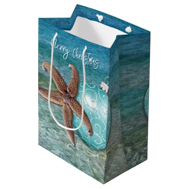 Tropical Christmas Greeting Gift Bag (Front Angled)