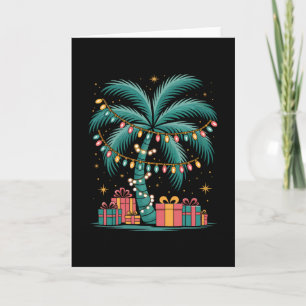 Tropical Christmas Hawaiian Santa Palm Tree With L Card