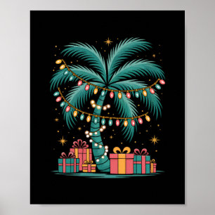 Tropical Christmas Hawaiian Santa Palm Tree With L Poster