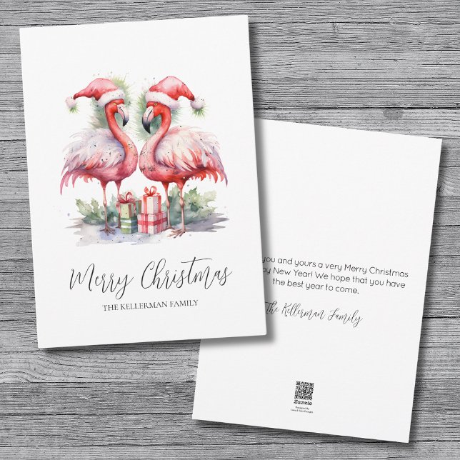 Tropical Christmas Holiday Card (Watercolor Tropical Merry Christmas Holiday Card )