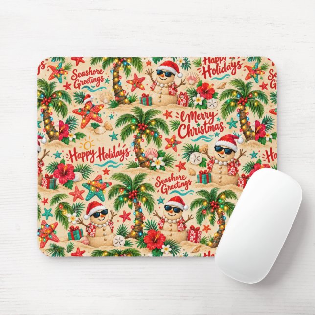 Tropical Christmas Holiday Fun Pattern Mouse Pad (With Mouse)