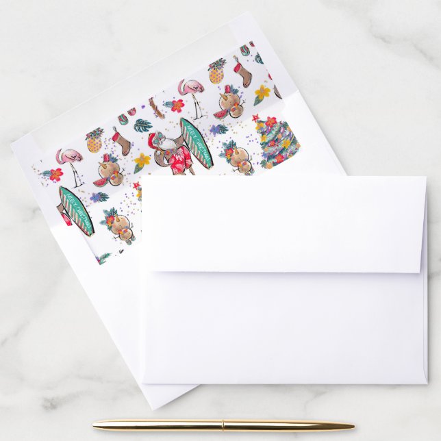 Tropical Christmas Holiday Gift Bag Envelope Liner (Desk)
