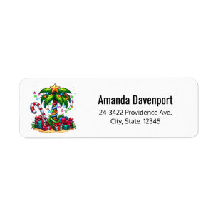 Tropical Christmas Holiday Palm Tree Address Label