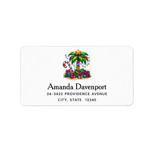 Tropical Christmas Holiday Palm Tree Address Label