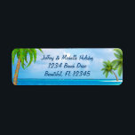 Tropical Christmas Holiday Palm Tree Beach Address Label<br><div class="desc">Tropical Christmas Holiday Palm Tree Beach Address Labels.  Some graphics by artwork&@delightful-doodles.com.   ^</div>