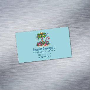 Tropical Christmas Holiday Palm Tree Business Card Magnet