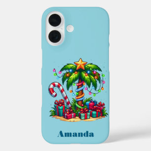 Tropical Christmas Holiday Palm Tree iPhone 16 Case