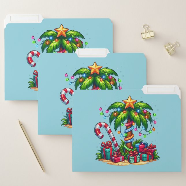 Tropical Christmas Holiday Palm Tree File Folder (Set)