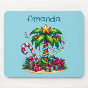 Tropical Christmas Holiday Palm Tree Mouse Pad