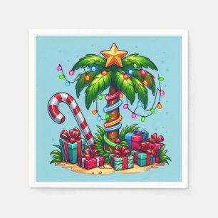 Tropical Christmas Holiday Palm Tree Napkins