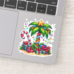 Tropical Christmas Holiday Palm Tree Sticker