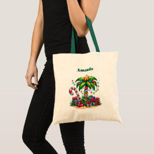 Tropical Christmas Holiday Palm Tree Tote Bag