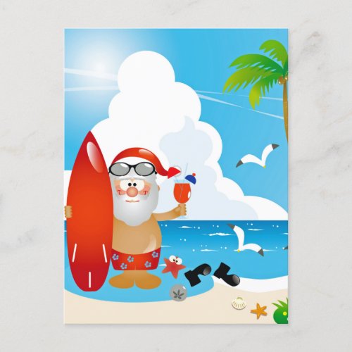 tropical christmas holiday postcard