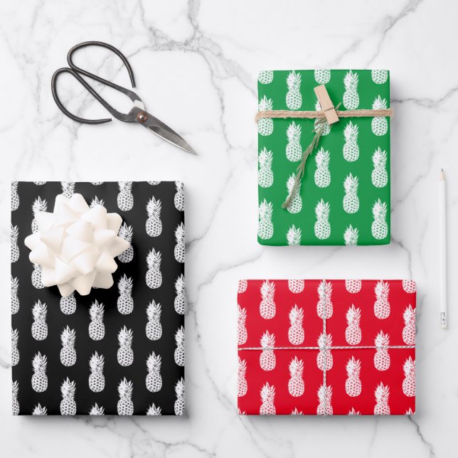 Tropical Christmas in July pineapple print custom  Wrapping Paper Sheets (Front)