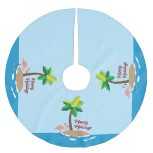 Tropical Christmas Island  Brushed Polyester Tree Skirt