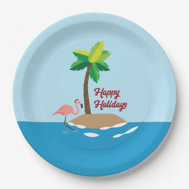 Tropical Christmas Island Paper Plates (Front)