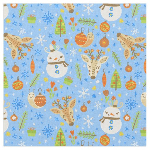 tropical christmas july snail snowman summer xmas fabric