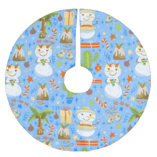 tropical christmas july snowman cactus summer xmas brushed polyester tree skirt