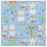tropical christmas july snowman cactus summer xmas fabric