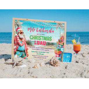 Tropical Christmas  Luau Invitation