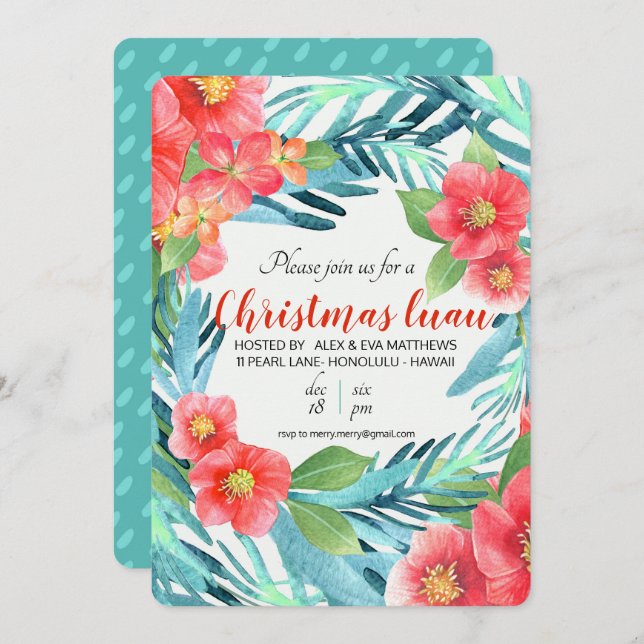 Tropical Christmas Luau Invitation (Front/Back)