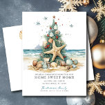 Tropical Christmas Moving Announcement  Postcard<br><div class="desc">This festive tropical Christmas moving announcement card features a Christmas tree adorned with beach shells. The card is perfect for sending to friends and family during the holiday season to let them know about your new address while also incorporating your love of the tropics. The front of the card features...</div>