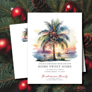 Tropical Christmas Moving Announcement  Postcard