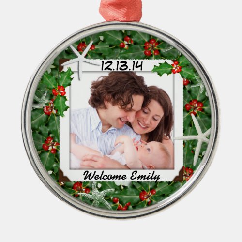 Tropical Christmas New Baby Photo Ornament
