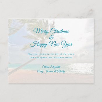 Tropical Christmas New Year Christian Message Card by holiday_store at Zazzle