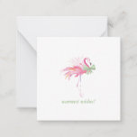 Tropical Christmas Notecard Watercolor Flamingo<br><div class="desc">Wish friends and family a merry Christmas with my fun and unique tropical themed square greeting card in a miniature size. This cute Christmas card pack features my original watercolor pink flamingo artwork with a green bow. The words Warmest Wishes are set in a traditional Garamond IT font. The card...</div>