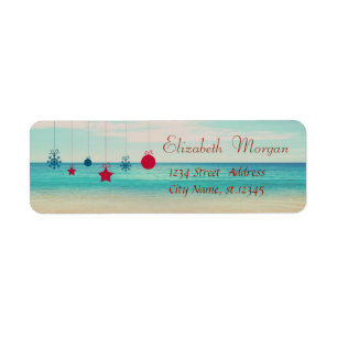 Tropical,Christmas Ornaments,Beach Label