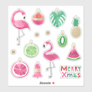 Tropical Christmas Ornaments Sticker Pack