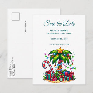Tropical Christmas Palm Tree Announcement Postcard