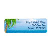 Tropical Christmas Palm Tree Beach Address Label