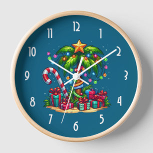 Tropical Christmas Palm Tree Clock