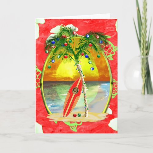 Tropical Christmas Palm Tree Holiday Card